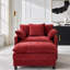 Chaise d'appoint moderne avec repose-pieds, tissu chenille, structure en bois massif-426219956
