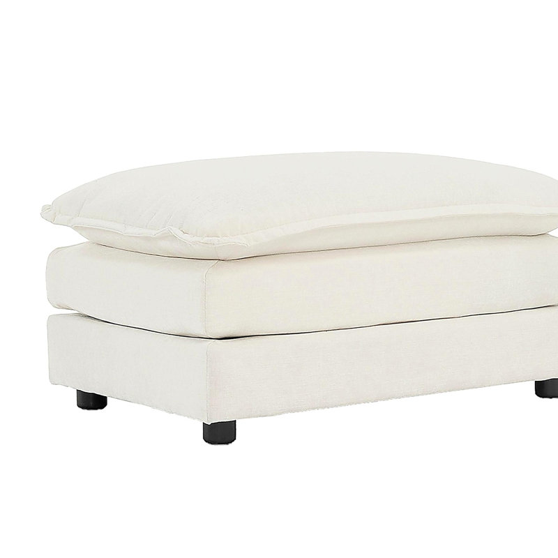 Repose-pieds en tissu chenille à combiner avec un canapé 2 places, un canapé 3 places et un canapé 4 places, chenille blanche
