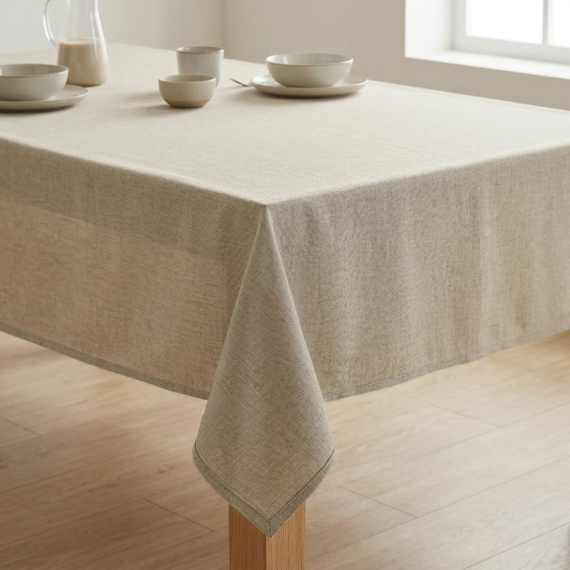  Nappe Milan imperméable 60 x 90 nappe couleur lin | Tissu en polyester | Housse de table résistante aux taches, L 90 po