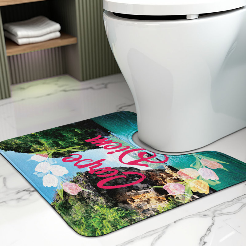  Tapis de salle de bain en forme de U Saying 20 po x 16 po multicolore