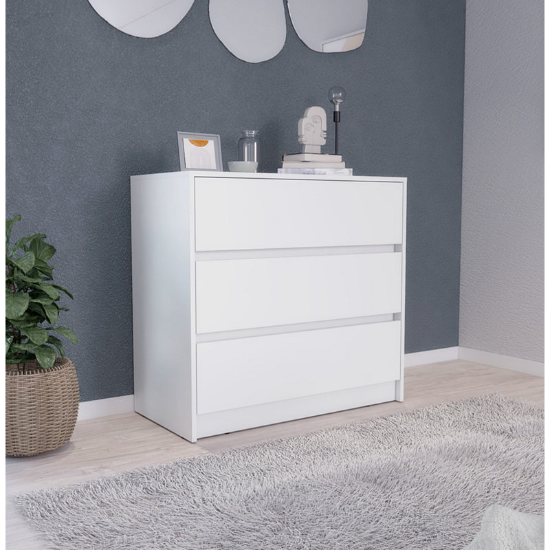 Commode 3 tiroirs Audry, Blanc