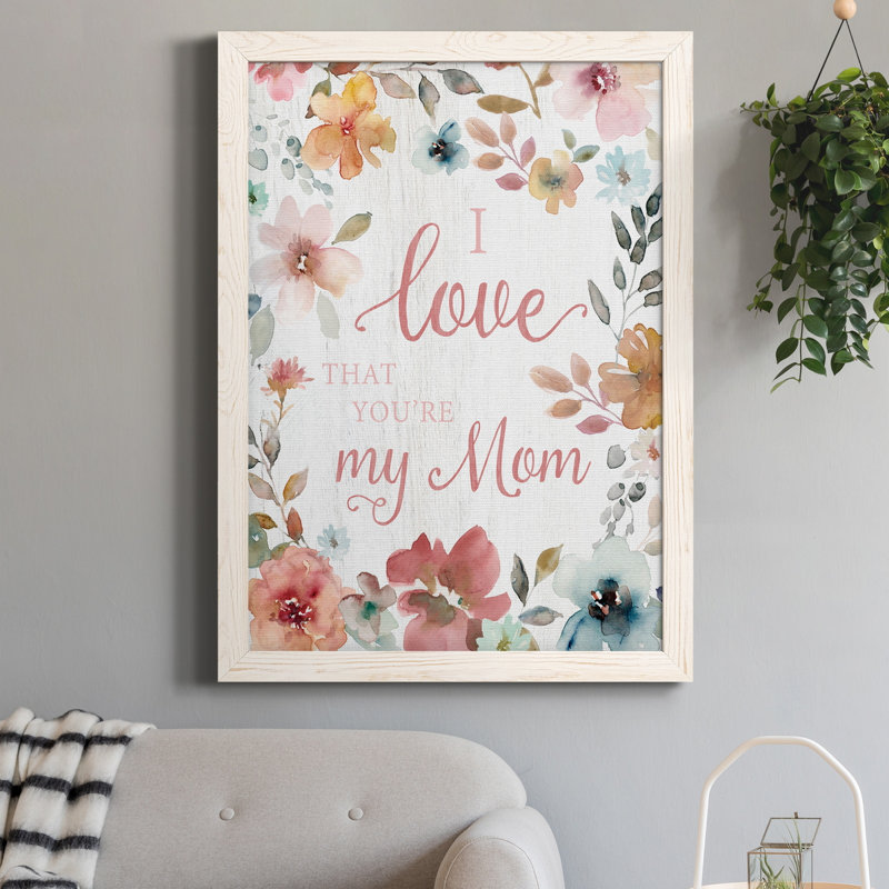 «Love Mom», art textuel sur toile, H 20 po x l 17 po x P 1,5 po, Blanc
