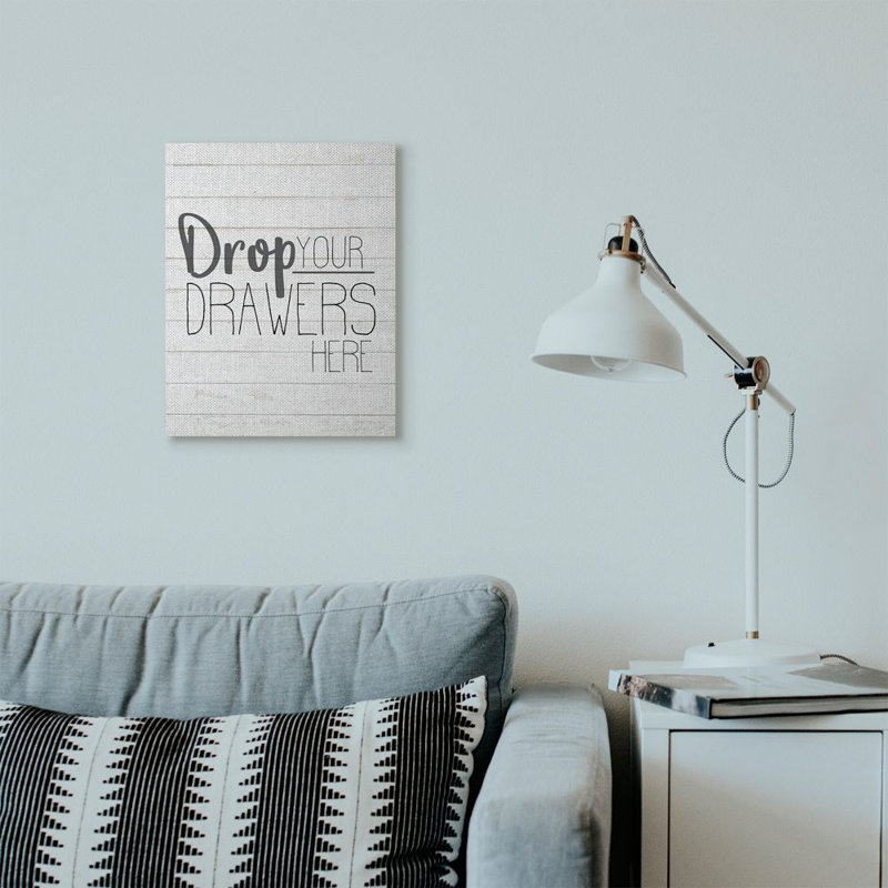 «Drop Your Drawers Bathroom Laundry Design», impression sur toile, Toile tendue, H 20 po x l 16 po x P 1,5 po