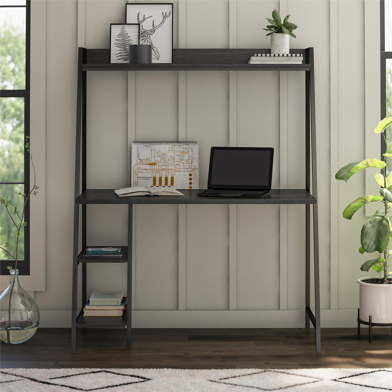 Otisco Stainless Steel Leaning / Ladder Desk, Black, Black
