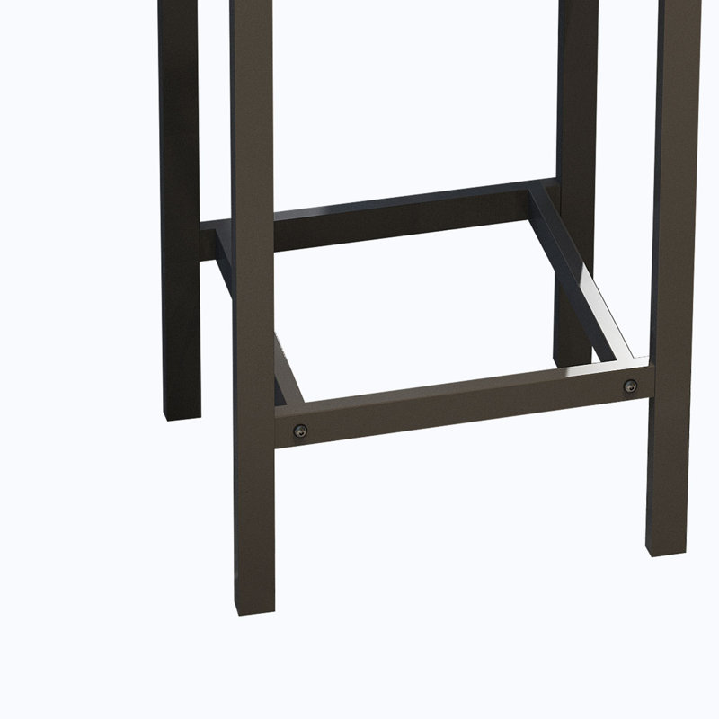 Long Dining Table Set with 3 Stools, Gray