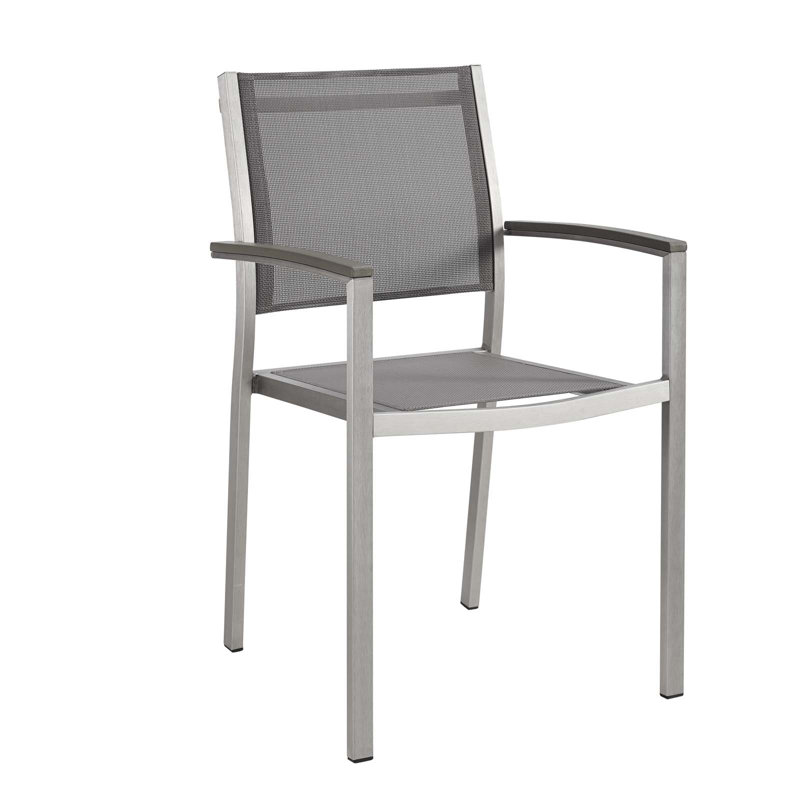 Chaise de patio d'extérieur en maille et aluminium Shore, Gris / Argent