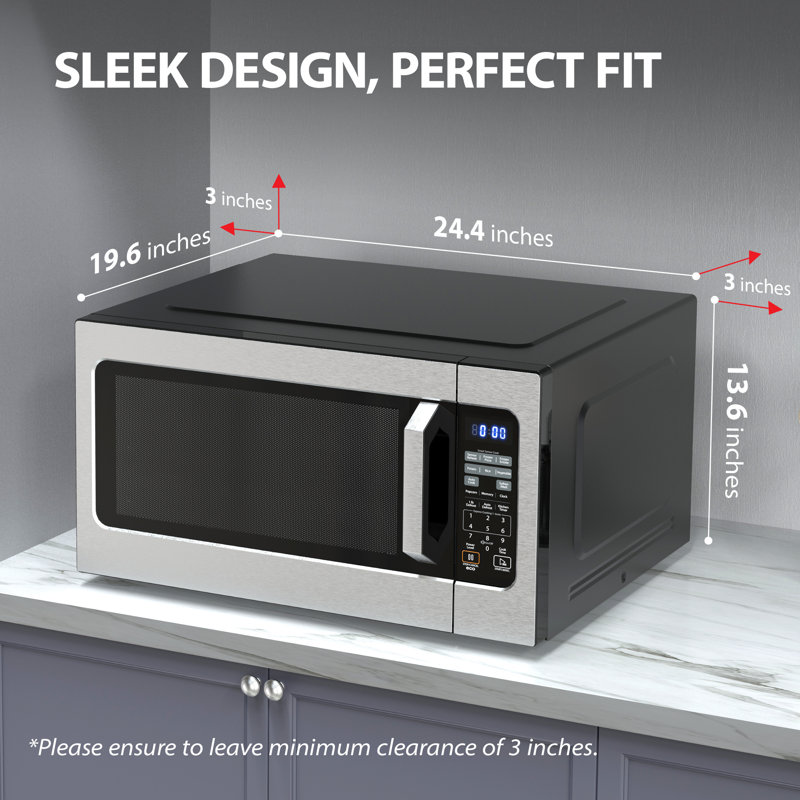 Grand four à micro-ondes de comptoir de 2,2 pi³, capteur intelligent, 6 options de mise en sourdine, 1200 W, argenté