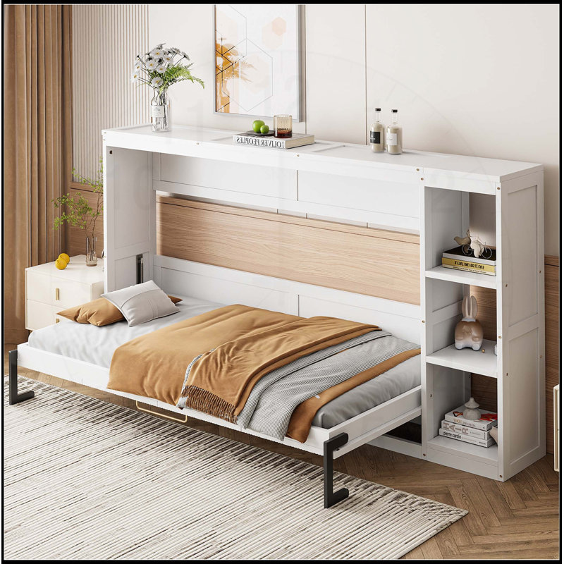 Murphy Bed With Bookshelf, Twin, White