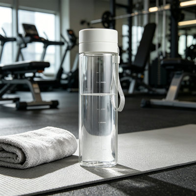 Bouteille d'eau grande capacité Sports d'extérieur Bouteille d'eau en plastique givré Tasse à thé en plastique portable avec poignée Tasse de cadeau promotionnel