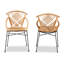 Chaise d'appoint à dossier à lattes en rotin brun naturel