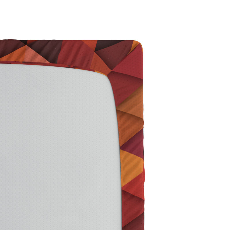 Microfiber Geometric Fitted Sheet, Twin Fitted Sheet, Orange Geometric