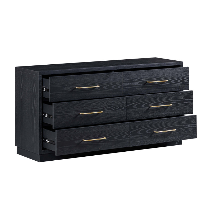 Commode en bois naturel Marlow, Noir, noir, noir, noir
