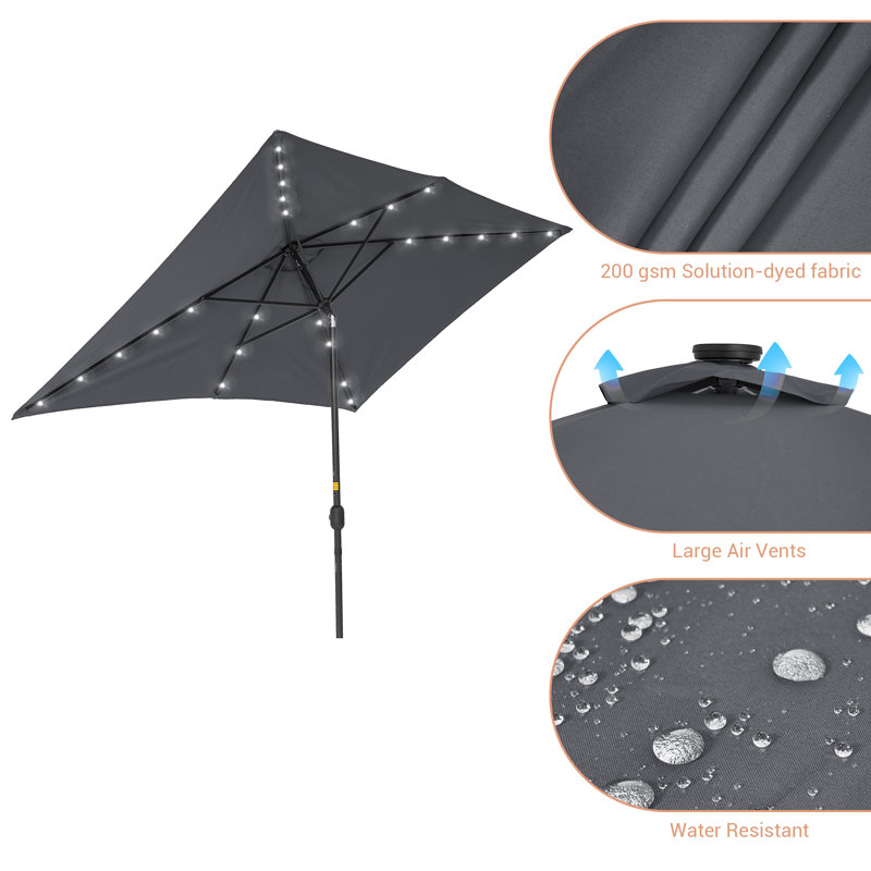 Parasol de marché rectangulaire 10 pi x 6,5 pi Lunsford, Anthracite
