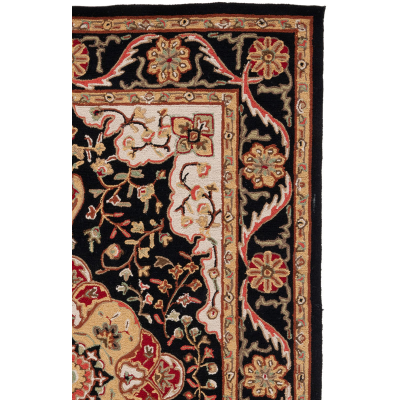 Tapis noir / brun crocheté à la main Bryonhall, Rectangle 4 pi x 6 pi