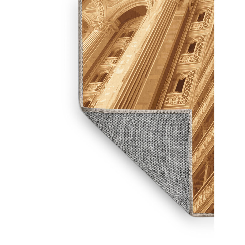 Tapis oriental brun délavé à la machine Madiun, 5 x 8