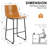 Evre Bar Stools Set of 2, PU Leather Counter Height Bar Stools,  Modern Barstools with Metal Legs and Footrest, Urban Armless Dining Chairs with Backrest for Kitchen Island-1223225638-1223225637