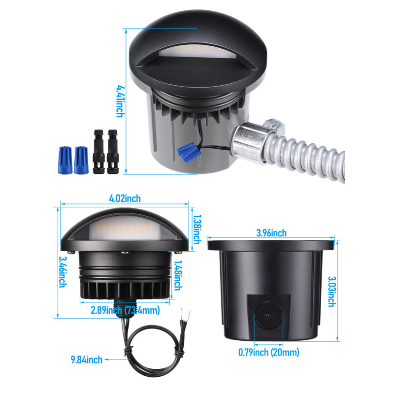 Éclairage de puits à DEL 5 W, éclairage à basse tension 12-24 V, étanche IP67, Dome Top