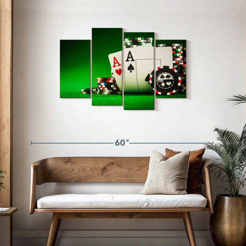 Jetons et cartes de poker Senne, H 27 po x l 43 po