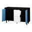 Buffet moderne avec design noir et bleu, 2 tiroirs et rangement ouvert pour la cuisine, les armoires de buffet, les compartiments-1237004260