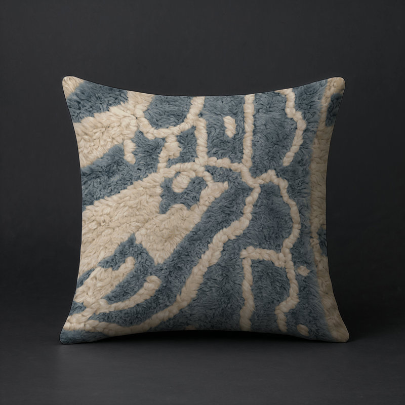 Coussin décoratif intérieur et extérieur Modern, Gris / bleu abstrait 2, Carré 20 po