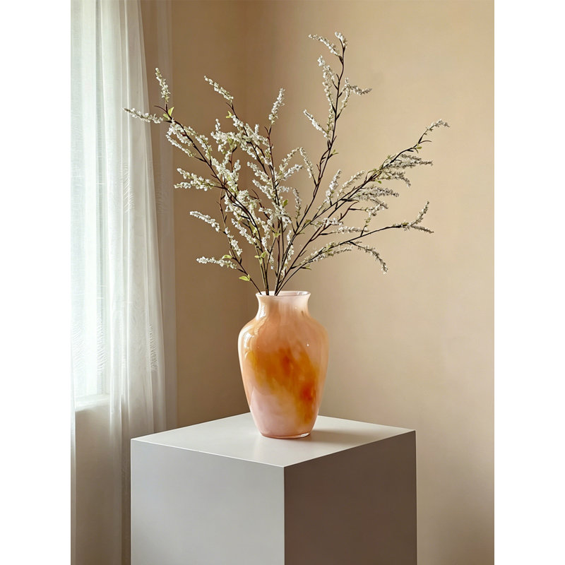 Vase en verre marbré marbré orange, H 11,4 po x l 7,5 po x P 7,5 po