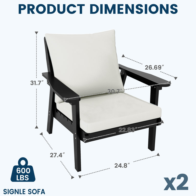 Outdoor Hdpe Patio Furniture Sofa, 4 - Person Seating Group With Cushions,outdoor Conversation Couch Set With Coffee Table For Patio