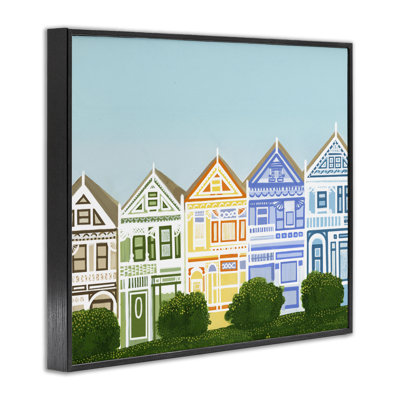 Painted Ladies Houses Framed Giclee, design by Evelyn Coleman
