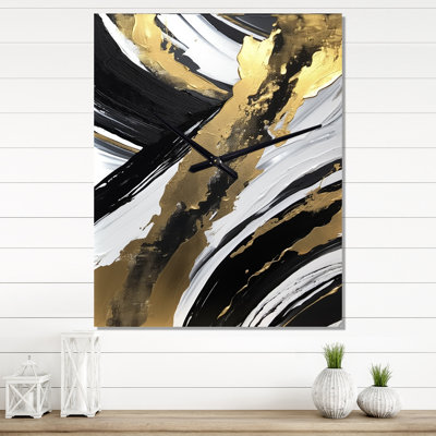New Gold Balance V - Peinture abstraite horloges murales