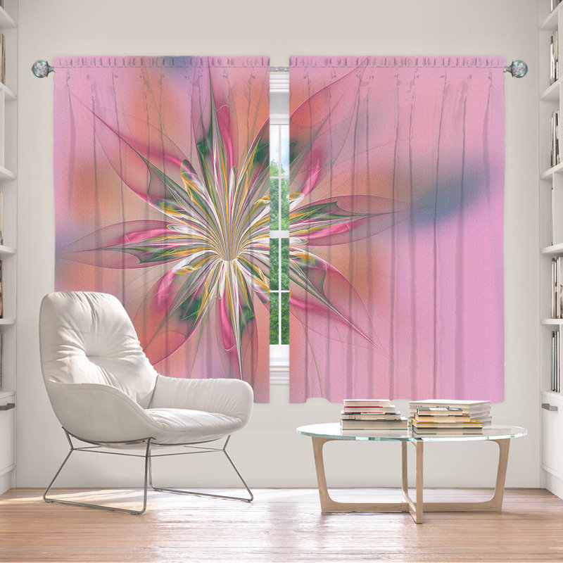 Paire de rideaux obscurcissant en polyester Gordie, Rose / Vert / Jaune, L 40 po x L 61 po