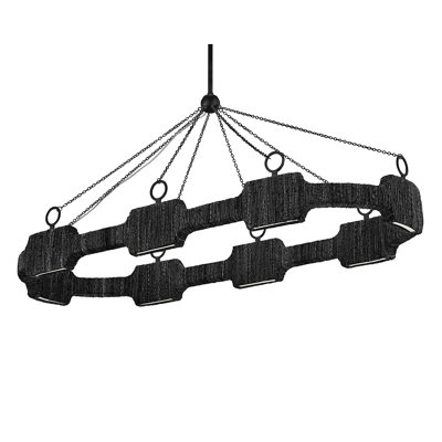 Raffi 52" Integrated LED Hand-Wrapped Rattan Linear Chandelier by Lisa McDennon