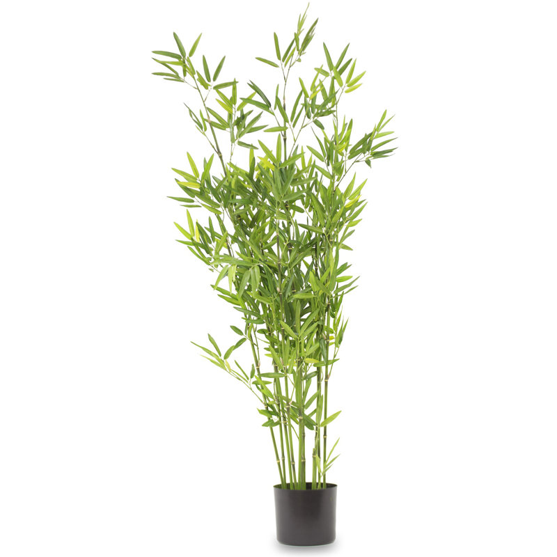 123 cm H Faux Bamboo Tree Plant in Earthenware Pot
