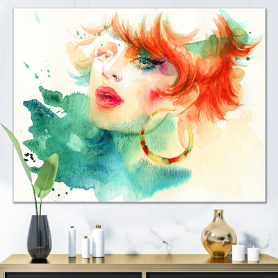 Portrait de femme modèle coloré - œuvre d'art sur toile Glam