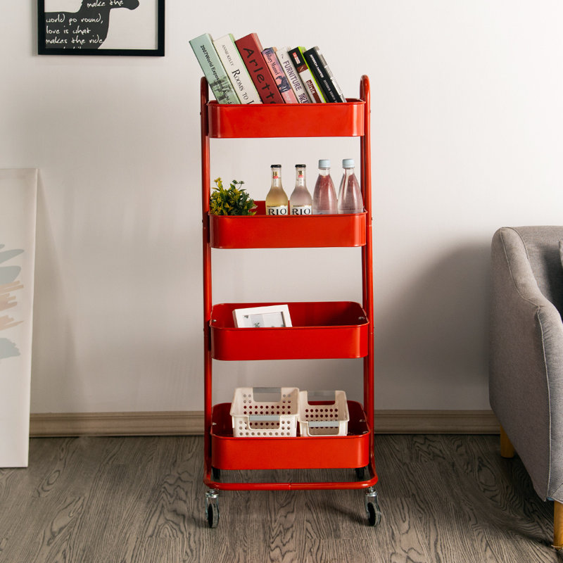 42.9'' H x 17.7'' W Utility Cart with Wheels, Red