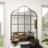 Black Metal Window Pane Inspired Room Wall Mirror with Arched Tops and Studs