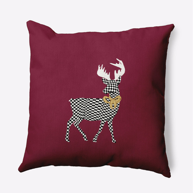 Jump For Joy Outdoor Reversible Throw Pillow, 16" H x 16" W, Cranberry