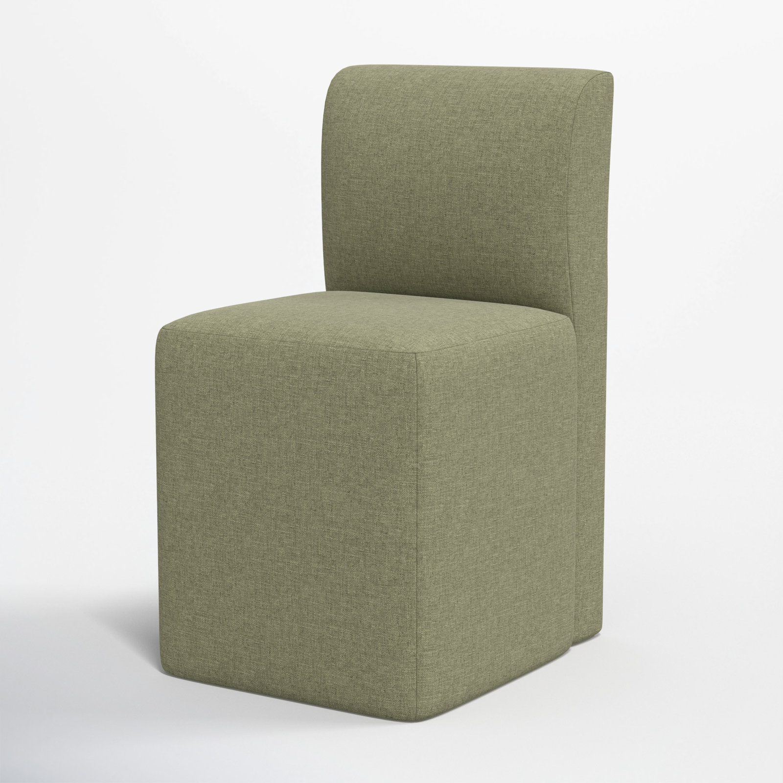 Mendy Upholstered Dining Chair with Casters, Zuma Laurel Textured Linen
