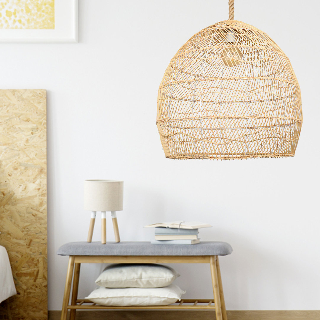 Raiford 1 - Light Natural Shaded Pendant Bayou Breeze 