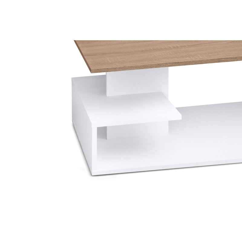 Messinger Floor Shelf Coffee Table, White/Sonoma oak