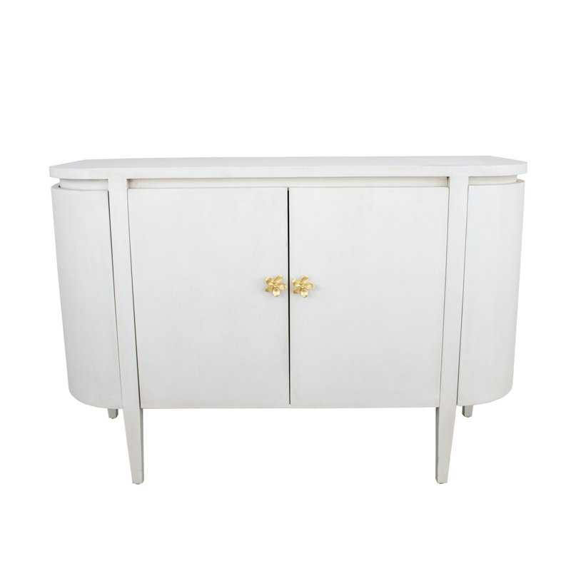 Octavia Solid Wood Accent Cabinet, Distressed White