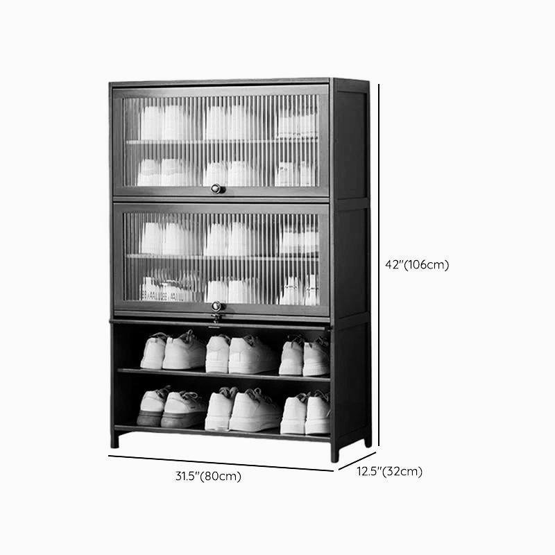 Flip-Door 7-Tier Shoe Cabinet – Multi-layer Bamboo Shoe Storage Organizer with acrylic independent clamshell door