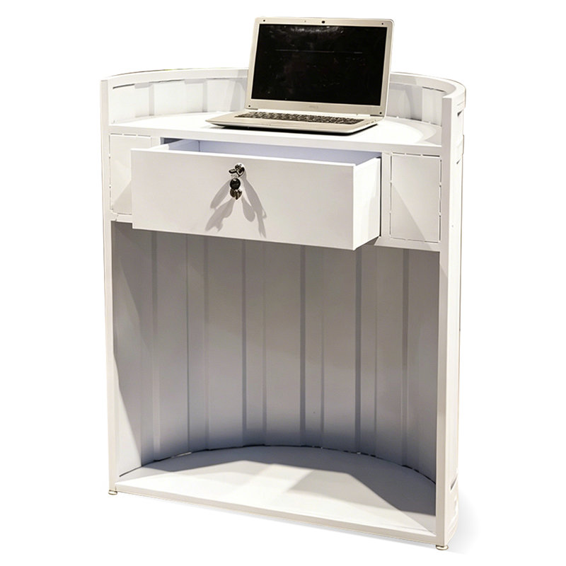 Bureau de réception moderne en demi-cercle en fer, Blanc