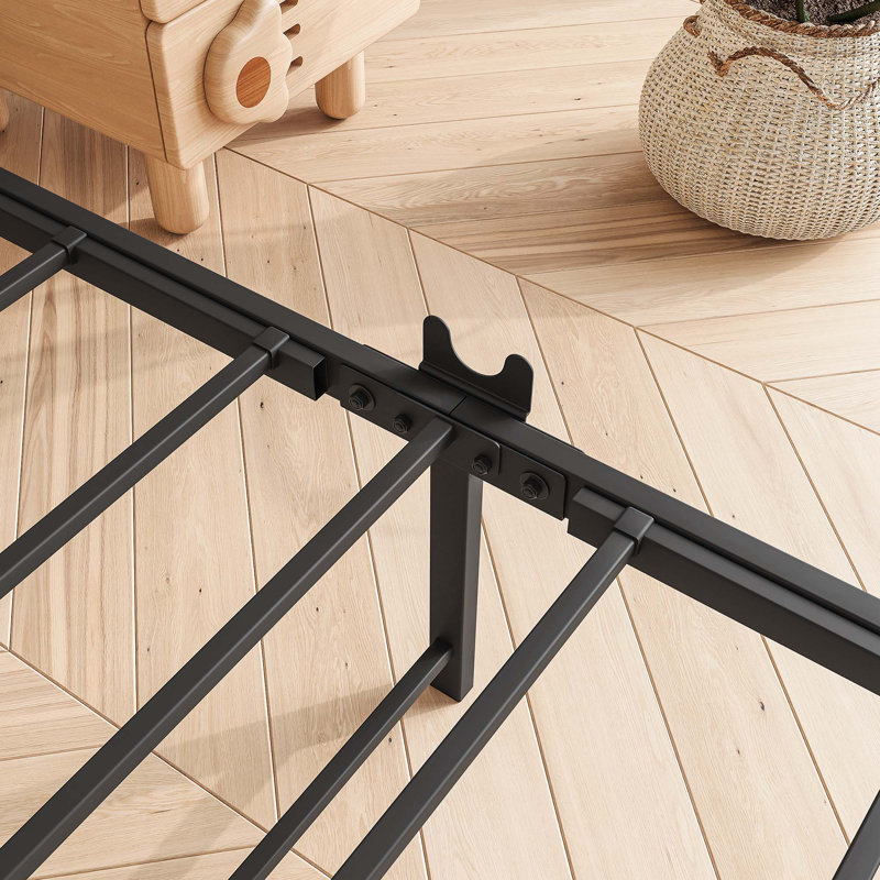 Metal Storage Bed, Twin, Black/Brown