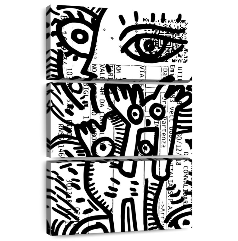 Ashelle graffiti noir et blanc italien, H 50 po x l 32 po