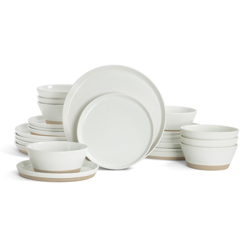 24 Pieces Stoneware Dinnerware Set - Service for 8, White