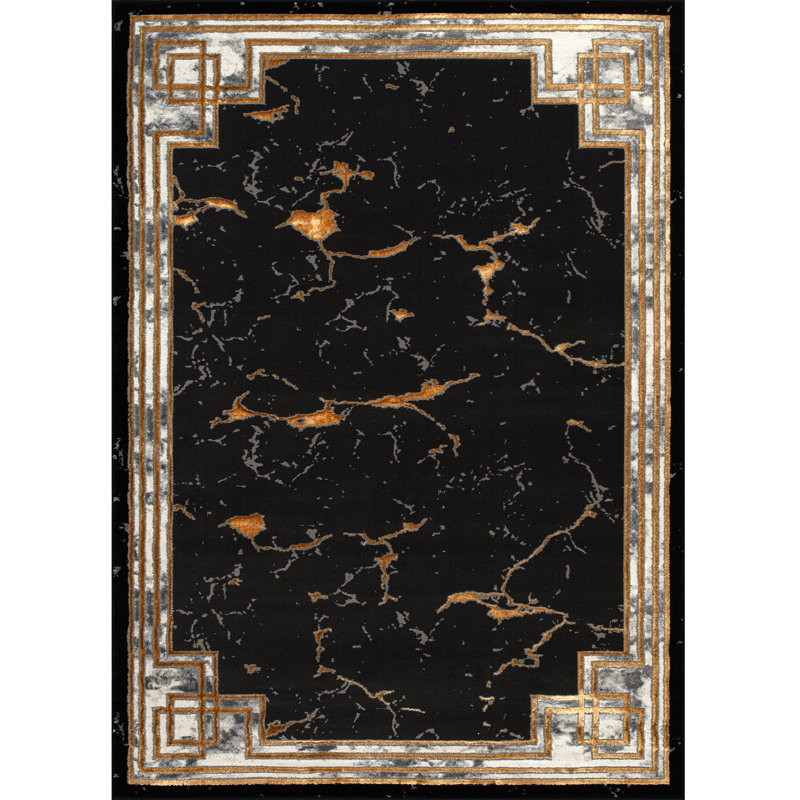 Monaco Series Abrstract Black/Gray/Ivory/Beige Area Rug, Rectangle 7'9" x 10'2"