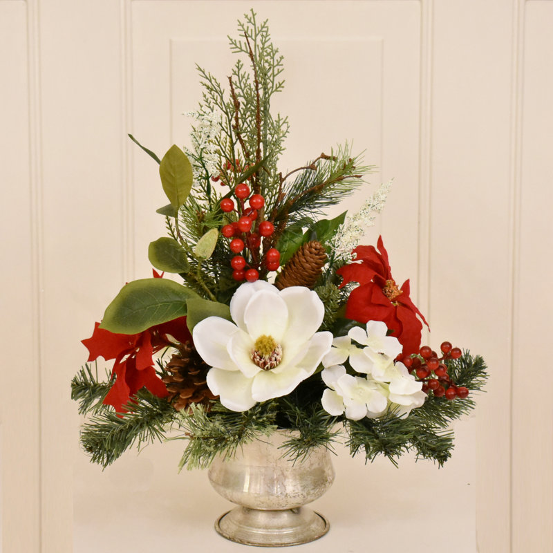 Faux Silk Magnolia Arrangement in Vase