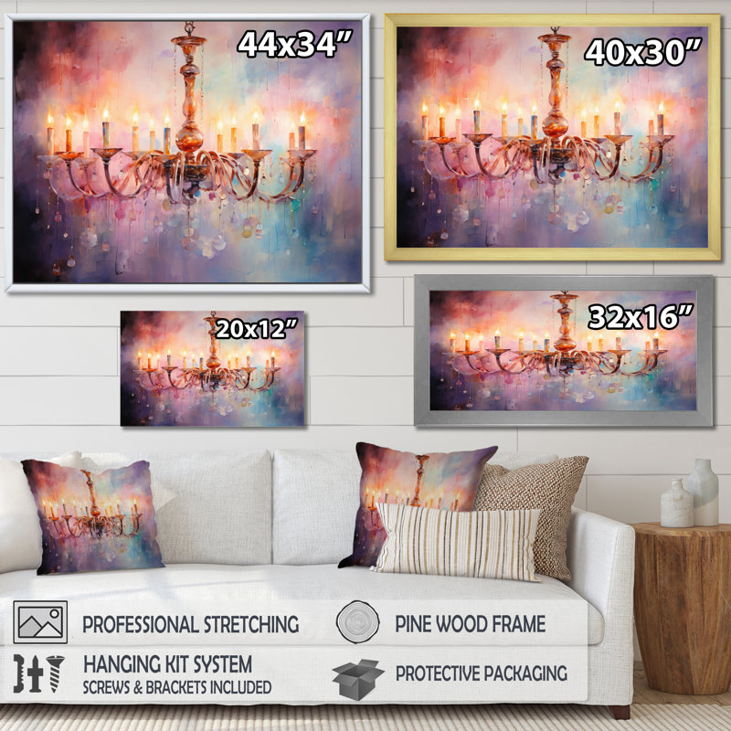 Lustre Serene Illumination Pointillism - reproduction sur toile, H 16 po x l 32 po x P 1 po, Toile tendue