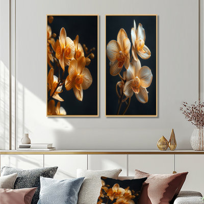 Orchidées parfumées Fusion III - ensemble d'art mural 2 pièces