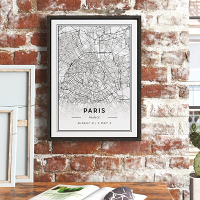 «Paris Modern Map» par Jake Goossen, reproduction d'art sur toile encadrée