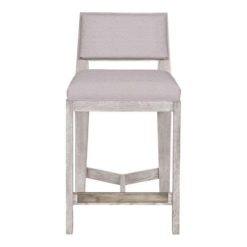 Thom Filicia Solid Wood 32.5" Bar Stool, Dove Gray, Nadia Linen